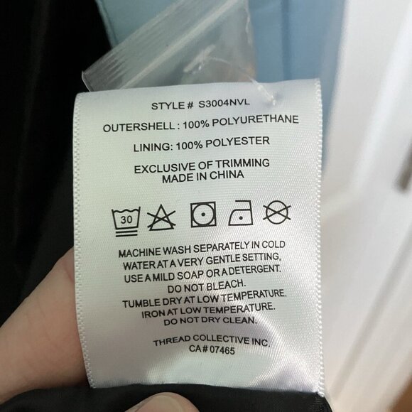 NVLT Vegan Trench Coat Womens L Blue Faux Leather Lined Contemporary - Picture 9 of 12